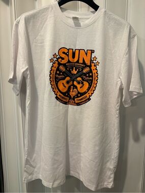 White Graphic Tee - Orange Logo Sun Records Size Large